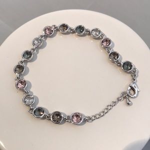 Silver Multi Colored Link Bracelet